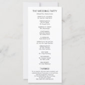 Einfaches Hochzeitsprogramm für moderne Kalligrafi (Rückseite)
