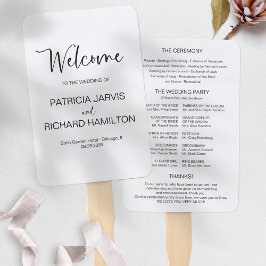 Einfaches Hochzeitsprogramm für moderne Kalligrafi Fächer