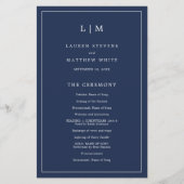 Einfaches Hochzeitsprogramm für Navy Blue Monogram (Vorderseite)