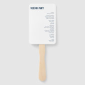 Einfaches Hochzeitsprogramm für Navy-Typografie Fächer (Rückseite)