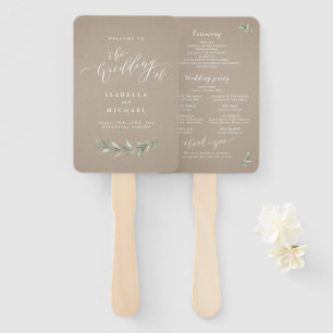 Einfaches Hochzeitsprogramm für rustikale Vegetati Fächer