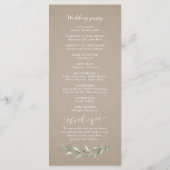 Einfaches Hochzeitsprogramm für rustikale Vegetati Programm (Rückseite)