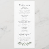 Einfaches Hochzeitsprogramm für rustikale Vegetati Programm (Rückseite)