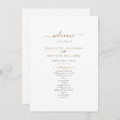 Einfaches Hochzeitsprogramm für Schwarz-Gold-Text (Vorne/Hinten)