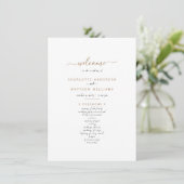 Einfaches Hochzeitsprogramm für Schwarz-Gold-Text (Stehend Vorderseite)