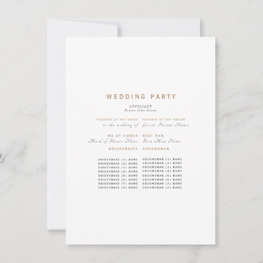 Einfaches Hochzeitsprogramm für Schwarz-Gold-Text (Rückseite)
