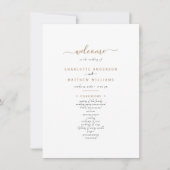 Einfaches Hochzeitsprogramm für Schwarz-Gold-Text (Vorderseite)