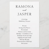 Einfaches Hochzeitsprogramm für Schwarz und Weiß (Vorne)