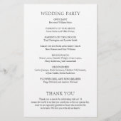 Einfaches Hochzeitsprogramm für Schwarz und Weiß (Hinten)