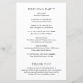 Einfaches Hochzeitsprogramm für Schwarz und Weiß (Rückseite)