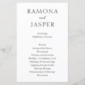 Einfaches Hochzeitsprogramm für Schwarz und Weiß (Vorderseite)