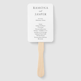 Einfaches Hochzeitsprogramm für Schwarz und Weiß Fächer