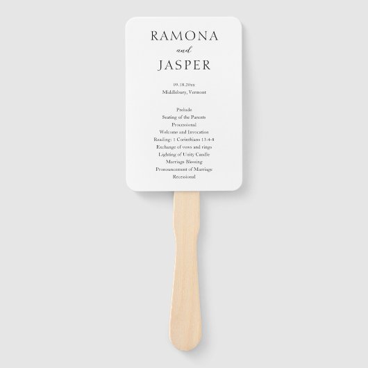 Einfaches Hochzeitsprogramm für Schwarz und Weiß Fächer (Vorderseite)