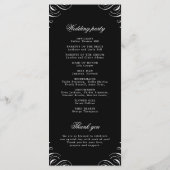 Einfaches Hochzeitsprogramm für Schwarz-Weiß-Kalli Menükarte (Rückseite)