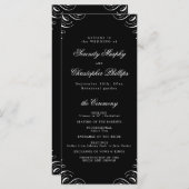 Einfaches Hochzeitsprogramm für Schwarz-Weiß-Kalli Menükarte (Vorne/Hinten)