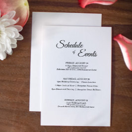 Einfaches Hochzeitsprogramm für Schwarz-weiße Kall Begleitkarte