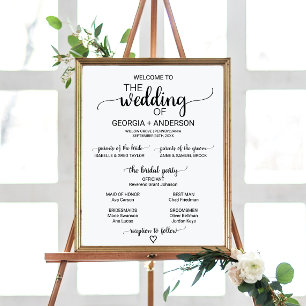 Einfaches Hochzeitsprogramm für Schwarze Kalligraf Poster