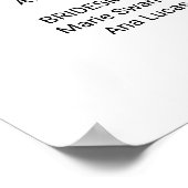 Einfaches Hochzeitsprogramm für Schwarze Kalligraf Poster (Ecke)