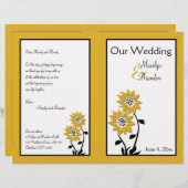 Einfaches Hochzeitsprogramm für Sonnenblumen (Vorne/Hinten)