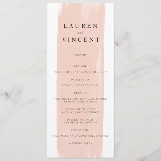 Einfaches Hochzeitsprogramm für Wasserfarben Programm (Vorderseite)