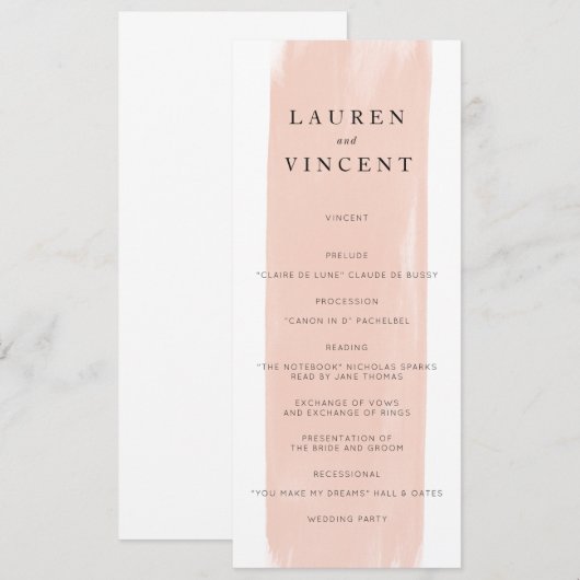 Einfaches Hochzeitsprogramm für Wasserfarben Programm (Vorne/Hinten)