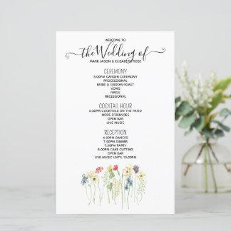 Einfaches Hochzeitsprogramm für Wildblumen