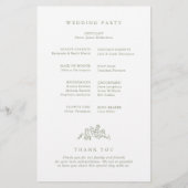 Einfaches Hochzeitsprogramm für zartes Blumengebäc (Rückseite)