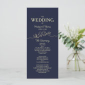 Einfaches Hochzeitsprogramm in Marineblau Programm (Stehend Vorderseite)