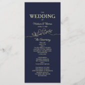 Einfaches Hochzeitsprogramm in Marineblau Programm (Vorderseite)