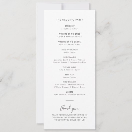 Einfaches Hochzeitsprogramm in Rosa Einladung (Rückseite)