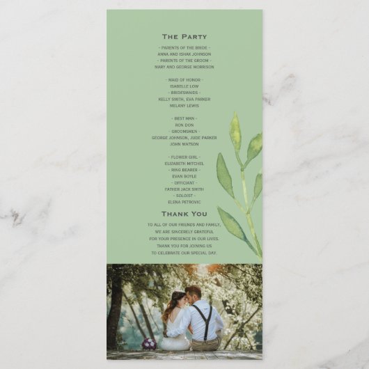 Einfaches Hochzeitsprogramm in Rosa Programm (Rückseite)