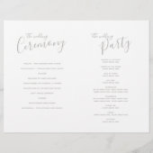 Einfaches Hochzeitsprogramm mit mittlerem Grau (Rückseite)