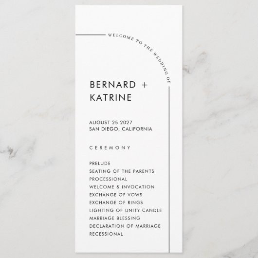 Einfaches Hochzeitsprogramm Programm (Vorderseite)