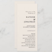 Einfaches Hochzeitsprogramm Programm (Vorne/Hinten)