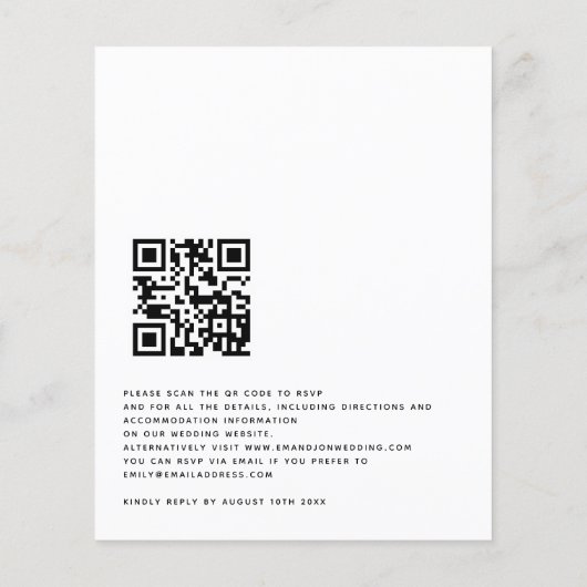 Einfaches Hochzeitsschreiben QR Code (Rückseite)