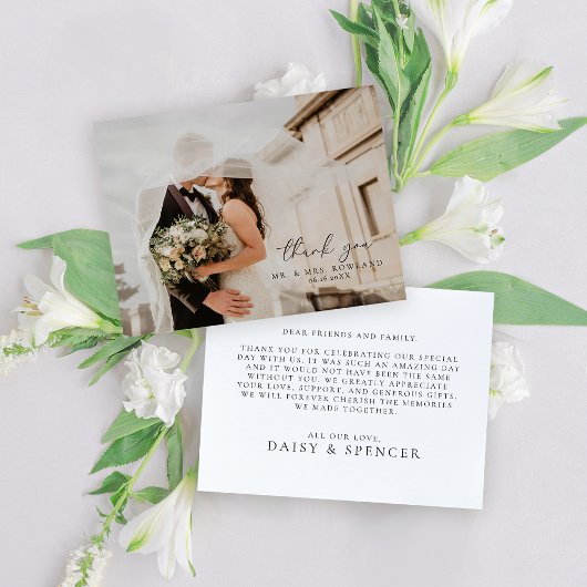 Einfaches Hochzeitsschreiben und Foto Dankeskarte