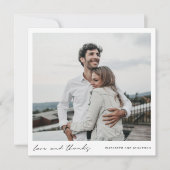 Einfaches Hochzeitsskript-Foto für moderne Handsch Dankeskarte (Vorderseite)