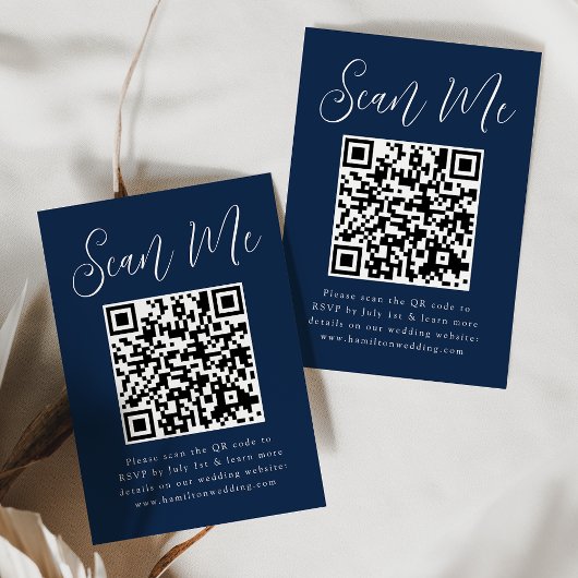Einfaches Hochzeitsskript-QR-Code Begleitkarte