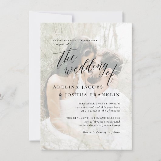 Einfaches Hochzeitsskript-Verlobung-Foto Einladung (Vorderseite)