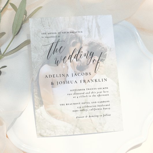 Einfaches Hochzeitsskript-Verlobung-Foto Einladung