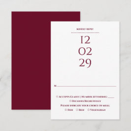 Einfaches Hochzeitssonderdatum für Burgund RSVP Karte