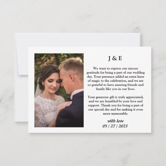 Einfaches Hochzeitsstift Dankeschön Foto Dankeskarte (Rückseite)