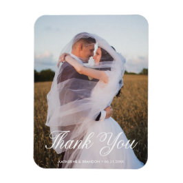 Einfaches Hochzeitsstift Foto Name & Datum hinzufü Magnet