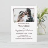 Einfaches Hochzeitsstil Foto Elegante Wine Color E Einladung (Stehend Vorderseite)