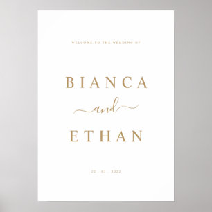 einfaches Hochzeitssymbol   Weiß und Gold Poster
