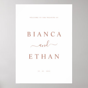 einfaches Hochzeitssymbol Weißes Gold und Rose Poster