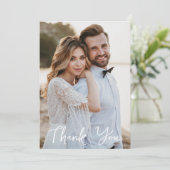 Einfaches Hochzeitsszenario-Foto Dankeskarte (Stehend Vorderseite)