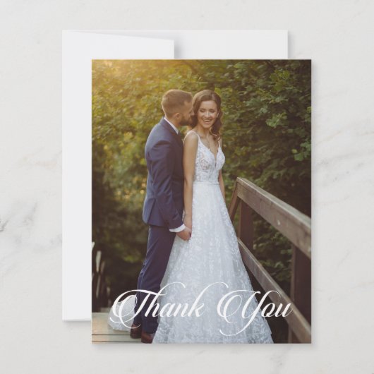 Einfaches Hochzeitsszenario-Foto Dankeskarte (Vorderseite)