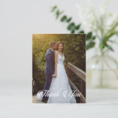 Einfaches Hochzeitsszenario-Foto Dankeskarte (Stehend Vorderseite)