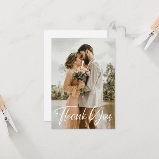 Einfaches Hochzeitsszenario-Foto Karte (Vorderseite/Rückseite Beispiel)